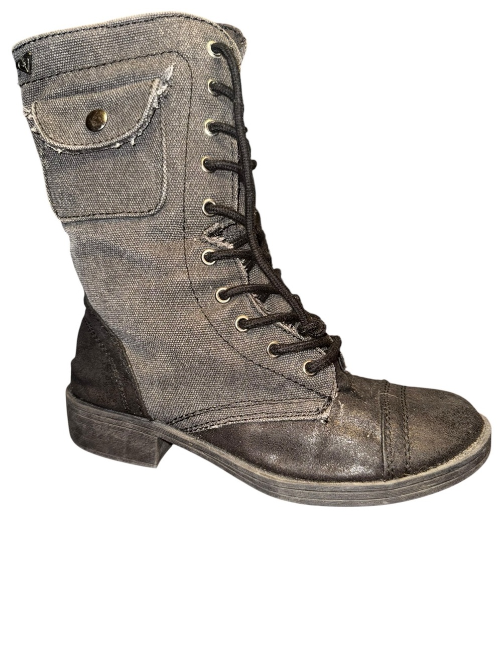 Roxy Black Canvas Combat Boots Grunge Punk Women’s Sz 7.5 M